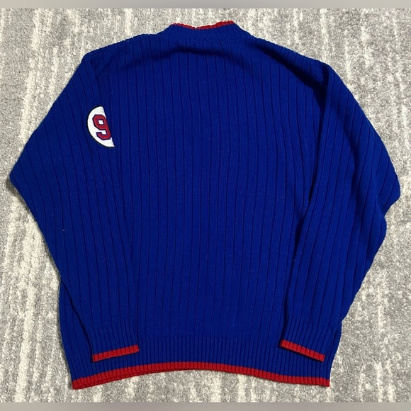 VTG Los Angeles Varsity Sweater Sz L Men Mock Neck 1996 Blue Sports Preppy Jock - Picture 2 of 7